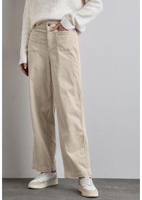 Street One Damen Cordhose, beige, casual, Gr. 44, unifarben, Web, 99% Baumwolle, 1% Elasthan, Hosen, High Waist
