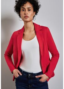 Street One Damen Sweatblazer, rot, casual, Gr. 34, unifarben, Jersey, 93% Baumwolle, 7% Elasthan, Blazer, mit aufgenähten Taschen