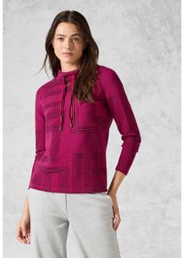 Cecil Damen Langarmshirt, pink, casual, Gr. XXL, gemustert, Web, 71% Baumwolle, 27% Polyester, 2% Elasthan, Shirts, mit Stehkragen