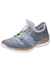 Rieker Damen Slip-On Sneaker, Gr. 36, blau, Textil, Lederimitat, sportlich, Schuhe, Slipper, Schlupfschuh mit MemoSoft-Ausstattung