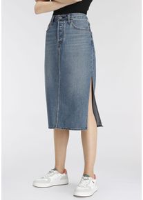 Levi's LEVI'S Damen Cordrock "Side Slit Skirt", blau, casual, Gr. 25, Jeans, Obermaterial: 79% Baumwolle, 21% Lyocell, Röcke