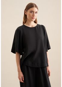 Seidensticker Damen Shirtbluse "Schwarze Rose", schwarz, Gr. 42, unifarben, 100% Leinen, Blusen, Kurzarm Rundhals Uni