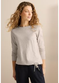 Cecil Damen Strickpulloverpearl beige meliert, casual, Gr. L, unifarben, Web, 100% Baumwolle, Pullover, aus reiner Baumwolle