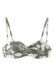 s.Oliver Damen Bügel-Bandeau-Bikini-Top "Lady", grün, Gr. 36, geblümt, Microfaser, Recycling-Polyamid, Bikini-Oberteile, mit floralem Design