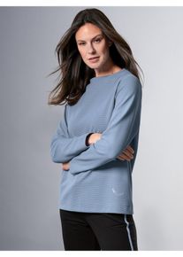 TRIGEMA Damen Sweatshirt "TRIGEMA Stehkragen Pullover mit Kristallsteinen", blau, feminin, Gr. XXXL, 55% Polyester, 45% Baumwolle, Sweatshirts