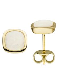 Jobo Damen Paar Ohrstecker, Gelbgold 585, gelb, Gelbgold 585, Ohrringe, 585 Gold mit Opal