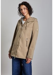 Street One Damen Kurzjacke, beige, casual, Gr. 38, unifarben, Web, 68% Baumwolle, 32% Nylon, Jacken, mit Kapuze mit Tunnelzugband