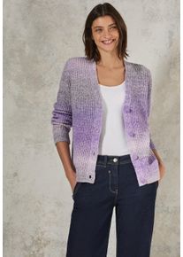 Cecil Damen Cardigan, lila, casual, Gr. L, unifarben, Web, 58% Baumwolle, 34% Polyacryl, 8% Polyester, Strickjacken, mit Knopfleiste