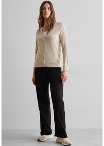 Cecil Damen Cardigan, beige, casual, Gr. XXL, unifarben, Web, 60% Baumwolle, 40% Viskose, Strickjacken, mit Knopfleiste