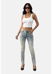Cipo & Baxx CIPO & BAXX Damen Slim-fit-Jeans "Jeans", blau, casual, Gr. 29, unifarben, 98% Baumwolle;2% Elasthan, Jeans, mit verstärkten Kontrastnähten, CBW-0445