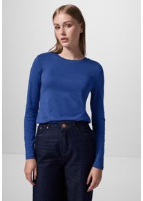 Damen Langarmshirt, blau, casual, Gr. 44, STREET ONE STUDIO, unifarben, Web, Stoff, 48% Baumwolle, 47% Modal, 5% Elasthan, Shirts, im soften