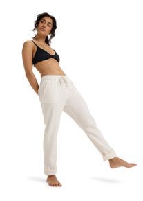 Roxy Damen Cargohose "On The Seashore", weiß, Gr. M, 55% Leinen, 45% Viskose, Hosen