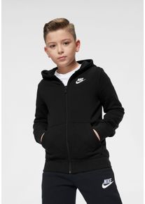 Nike Sportswear Kinder Kapuzensweatjacke "NSW HOODIE FZ CLUB - für Kinder", schwarz, sportlich, Gr. XS, Obermaterial: 80% Baumwolle, 20% Polyester,