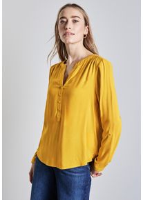 Street One Damen Langarmbluse, gelb, casual, Gr. 46, unifarben, Stoff, 100% Viskose, Blusen, aus softer Viskose