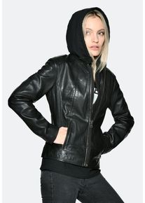 JCC Damen Lederjacke "31020359", schwarz, Gr. XL, Obermaterial: 100% Leder, Lamm / Kapuze: 100% Baumwolle / Lining: 100% Polyester, Jacken