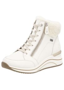 Remonte Damen Winterstiefelette, Gr. 42, weiß, Leder, Textil, casual, Schuhe, Keilabsatz, Schnürboots mit wasserabweisender TEX-Membran
