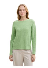 Tom Tailor Damen Rundhalspullover, grün, casual, Gr. XL, unifarben, Strick, Obermaterial: 100% Baumwolle, Pullover, in Strick Optik