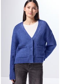 Damen Cardigan, blau, casual, Gr. 34, STREET ONE STUDIO, unifarben, Stoff, 79% Polyacryl, 15% Viskose, 6% Polyamid, Strickjacken, mit V-Ausschnitt