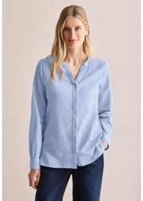 Cecil Damen Langarmbluse, blau, casual, Gr. XL, unifarben, Web, 100% Baumwolle, Blusen, mit Knopfleiste