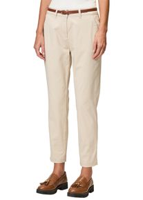 Zero Damen Chinohose "Zero Chinohose mit Gürtel 28 Inch", beige, casual, Gr. 40, Web, Obermaterial: 98% Baumwolle, 2% Elastan. Ärmelfutter: ohne