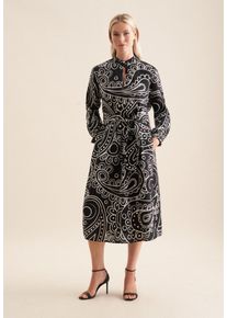Seidensticker Damen Sommerkleid "Schwarze Rose", schwarz, Gr. 36, Paisley, 100% Leinen, Kleider, Langarm Rundhals Paisley