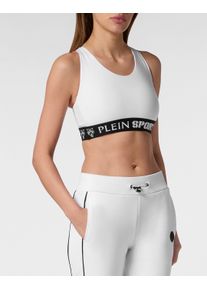 Plein Sport Damen Lauftop "Sport Top", weiß, Gr. XL, Obermaterial: 90% Polyester, 10% Elasthan, Tops