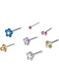 Firetti Nasenpiercing-Set "Multipack Schmuck Geschenk Edelstahl Piercing Nasenstecker Flower", bunt, Edelstahl, Piercings, mit Preciosa Crystal
