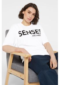 Damen Rundhalsshirt, weiß, casual, Gr. M, SENSES.THE LABEL, bedruckt, Material: 100% Baumwolle, Shirts, aus Baumwolle