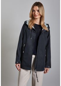 Street One Damen Kurzjacke, blau, casual, Gr. 36, unifarben, Web, 68% Baumwolle, 32% Nylon, Jacken, mit Kapuze mit Tunnelzugband