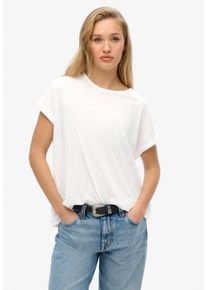 Superdry Damen Rundhalsshirt "STUDIOS LOOSE TEE", weiß, casual, Gr. L, unifarben, Single Jersey, Obermaterial: 60% Baumwolle, 40% Modal, Shirts