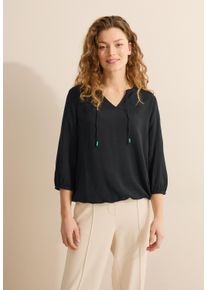 Cecil Damen Langarmbluse, schwarz, casual, Gr. XS, unifarben, Stoff, 100% Viskose, Blusen, mit 3/4 Ärmeln