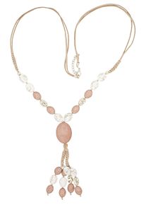 Damen Lange Kette "Marbelle", rosa, Basic, Collezione Alessandro, Metall, Halsketten, echte Steine an hochwertigem Band
