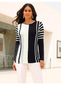 Inspirationen Damen Streifenpullover "Pullover", schwarz-weiß, Gr. 38, gemustert, mehrfarbig, gestreift, 66% Viskose, 28% Polyamid, 3% Polyester, 3%