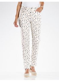 Classic Basics Damen Bequeme Jeans, beige, Gr. 26, geblümt, gemustert, bedruckt, mehrfarbig, 97% Baumwolle, 3% Elasthan, Jeans