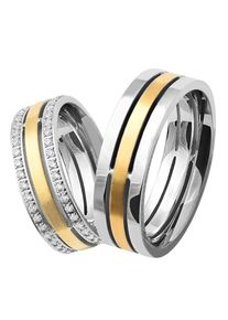 XENOX Partnerring "XENOX & FRIENDS, X5020, X5021", 54,mit Zirkonia, Edelstahl, 6,75mm, gold, Edelstahl, Fingerringe, wahlweise mit oder ohne Zirkonia