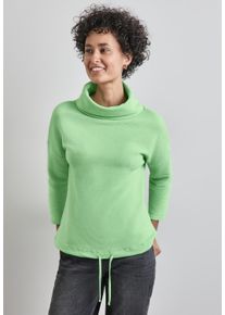 Street One Damen Langarmshirt, grün, casual, Gr. 40, unifarben, Web, 61% Baumwolle, 37% Polyester, 2% Elasthan, Shirts, mit Tunnelzug am Saum