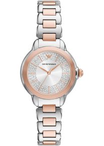 Emporio Armani Damen Quarzuhr, gold, Armbanduhren, Armbanduhr, Damenuhr, Edelstahlarmband, analog, Glassteine