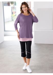 Damen 3/4-Arm-Shirt "Freizeitshirt", lila, Gr. 52, unifarben, 60% Polyester, 40% Viskose, Top:100% Baumwolle, Shirts