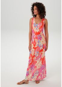 Aniston CASUAL Damen Sommerkleid, bunt, Gr. 48, bedruckt, geblümt, Single Jersey, Obermaterial: 100% Viskose, Kleider, mit farbenfrohen Blumendruck -