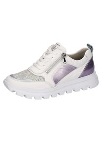 Waldläufer WALDLÄUFER Damen Plateausneaker "H-AJALA", Gr. 5,5, weiß, Nappaleder, Lackleder, Textil, kontrastfarbene Details, sportlich, Schuhe, Halbschuh,