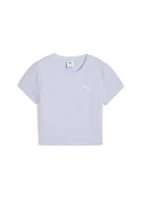 Puma Damen T-Shirt "DARE TO Kurzes figurbetontes T-Shirt aus strukturiertem Material", blau, Gr. L, clean, 67% Baumwolle, 28% Polyester, 5% Elasthan,