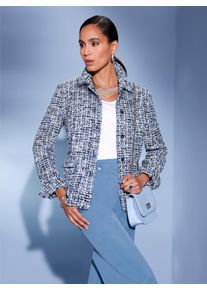 CRÉATION L CREATION L Damen Jackenblazer "Bouclé-Blazer", blau, Gr. 38, 63% Polyester, 34% Baumwolle, 3% metallisierte Fasern, Blazer