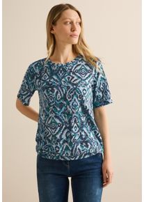 Cecil Damen T-Shirt, blau, casual, Gr. M, bedruckt, Stoff, 65% Polyester, 35% Viskose, Shirts, mit Rundhalsausschnitt