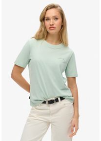 Superdry Damen T-Shirt "ESSENTIAL LOGO EMB TEE", grün, casual, Gr. S, unifarben, Single Jersey, Obermaterial: 100% Baumwolle, Shirts
