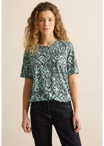 Cecil Damen T-Shirtslate khaki, casual, Gr. L, bedruckt, Stoff, 65% Polyester, 35% Viskose, Shirts, mit Rundhalsausschnitt