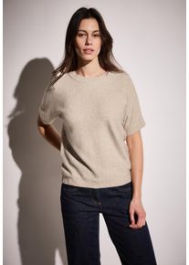 Cecil Damen Kurzarmpullover, beige, casual, Gr. XS, unifarben, Feinstrick, 37% Baumwolle, 34% Polyacryl, 26% Polyester, 3% Elasthan, Pullover, mit