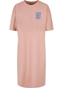 Merchcode Damen Shirtkleid "Merchcode Damen Ladies Good Vibes Only Oversized Slit Tee Dress", rosa, klassisch, Gr. M, 100% Baumwolle, Kleider