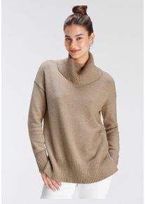 Tamaris Damen Rollkragenpullover, beige, casual, Gr. 36, meliert, Strick, Obermaterial: 50% Viskose, 26% Polyamid, 24% Polyester, Pullover, mit