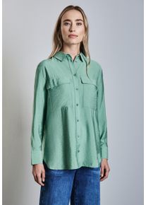 Street One Damen Hemdbluse, grün, casual, Gr. 36, unifarben, Stoff, 88% Viskose, 12% Polyamid, Blusen, mit Brusttaschen