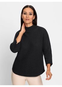 Heine Damen 3/4 Arm-Pullover "Pullover", schwarz, Gr. 50, unifarben, meliert, 50% Baumwolle, 50% Polyacryl, Pullover